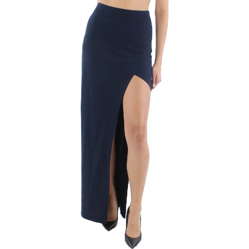 Luxury maxi skirts for dramatic flair -City Studios Womens Juniors Knit Slit Maxi Skirt