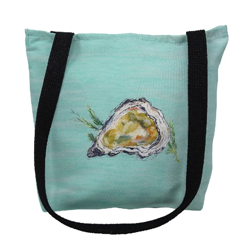 Handle bags with spacious pockets for travel -Oyster Shell on Aqua Small Tote Bag 13x13