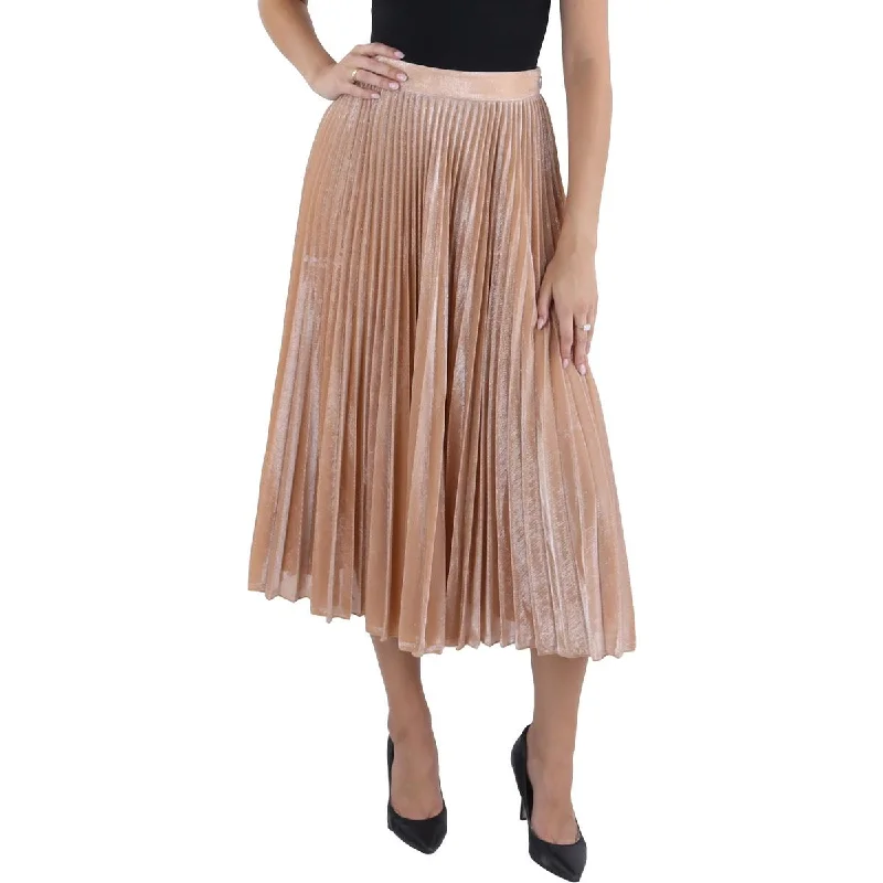 Pleated midi skirts for elegant everyday looks -Reiss Womens Alessia Pleated Metallic A-Line Skirt