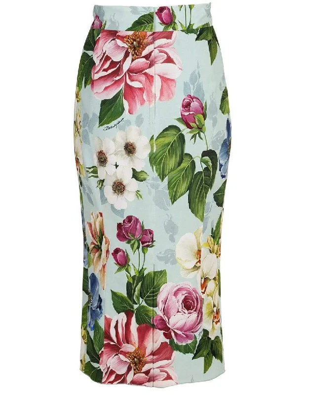 Vintage skirts for retro-inspired fashion vibes -Floral Print Cady Pencil Skirt