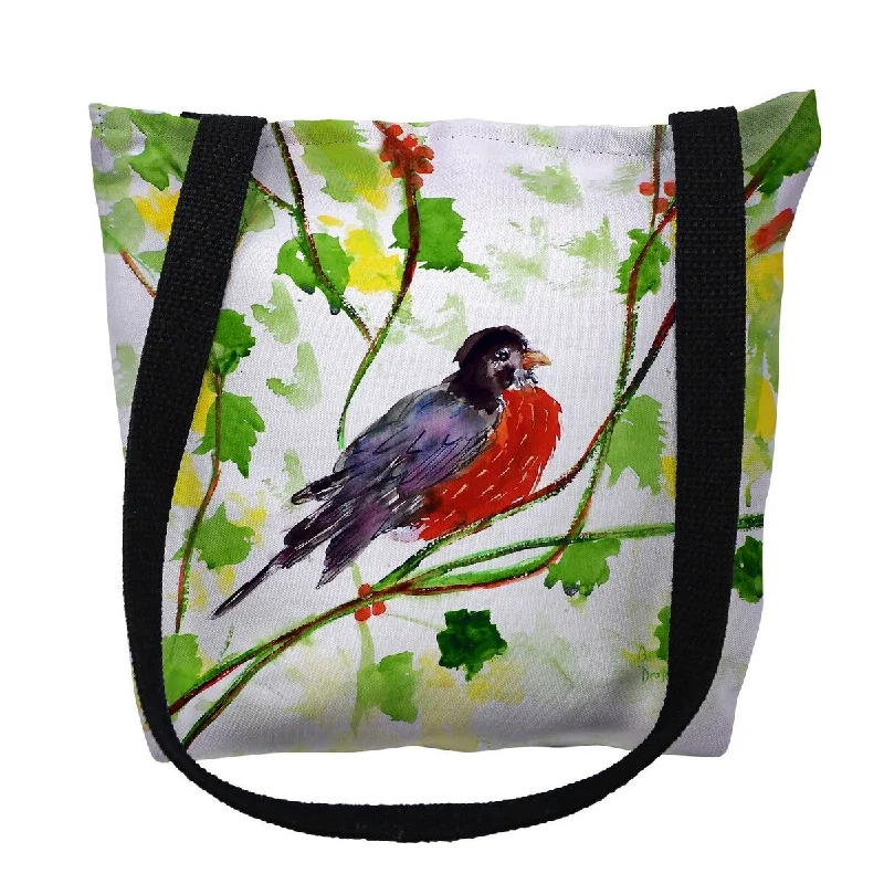 Handle bags with spacious pockets for travel -Robin Small Tote Bag 13x13