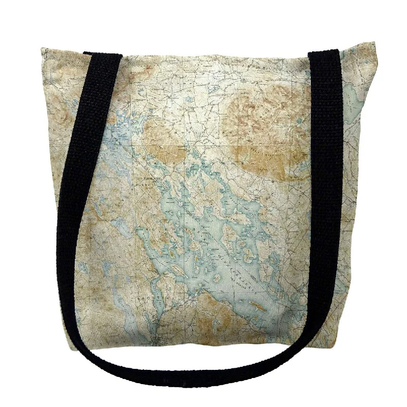 Handle bags with elegant gold-tone hardware -Winnipesaukee, NH Nautical Map Medium Tote Bag 16x16 - 16 inches x 16 inches