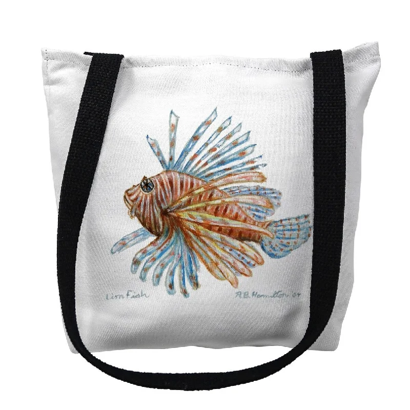 Handle bags with double handles for strength -Lion Fish Guest Towel Small Tote Bag 13x13