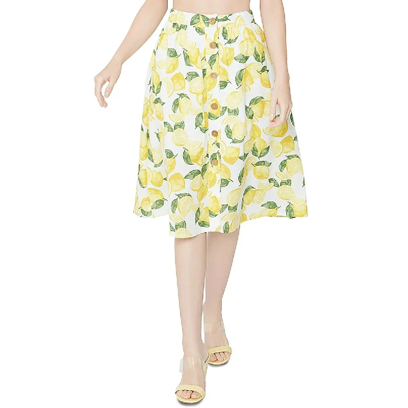 Leather Dresses for Luxury -BCBGeneration Womens Lemon Print A-Line Midi Skirt