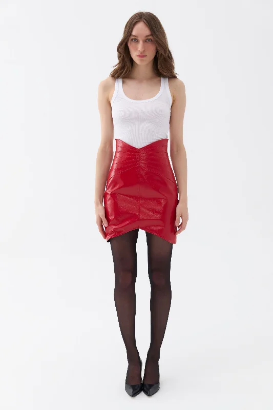 Linen Dresses for Breathable -Faux Patent Leather Mini Skirt