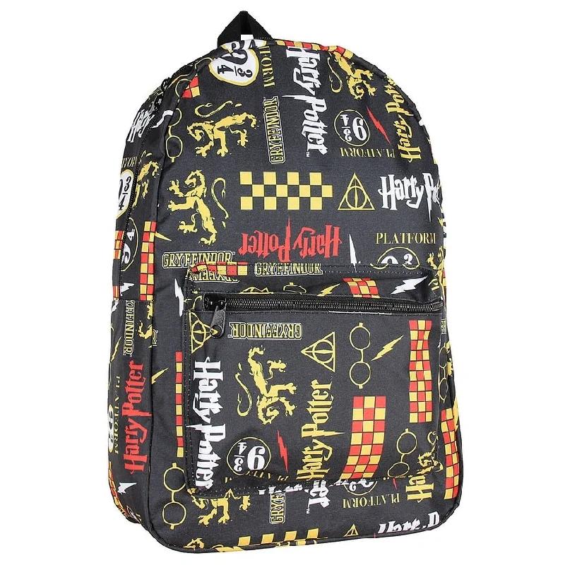 Handle bags with inner compartments for essentials -Wizarding World of Harry Potter Backpack Gryffindor Hogwarts Icons Laptop Travel Backpack - One Size