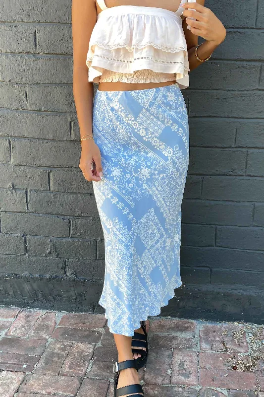 High-waisted Dresses for Flatter -Paisley Midi Skirt