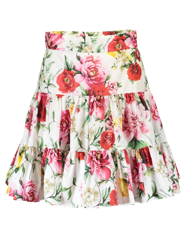 Trendy midi skirts for modern fashionistas -Floral Popline Skirt