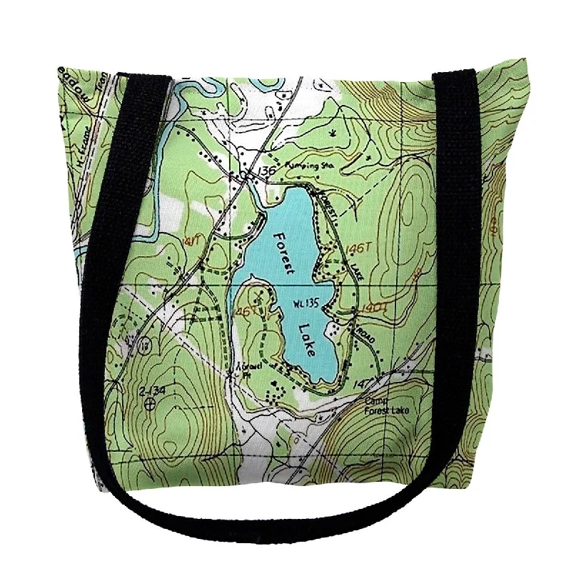 Handle bags with soft velvet for luxury -Forest Lake, NH Nautical Map Medium Tote Bag 16x16 - 16 inches x 16 inches