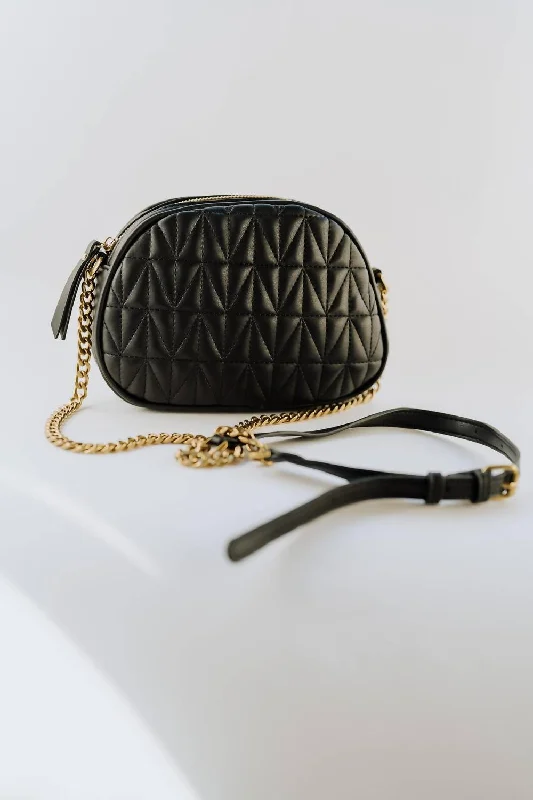 Handle bags with subtle embroidery for detail -Quilted Crossbody Bag In Black