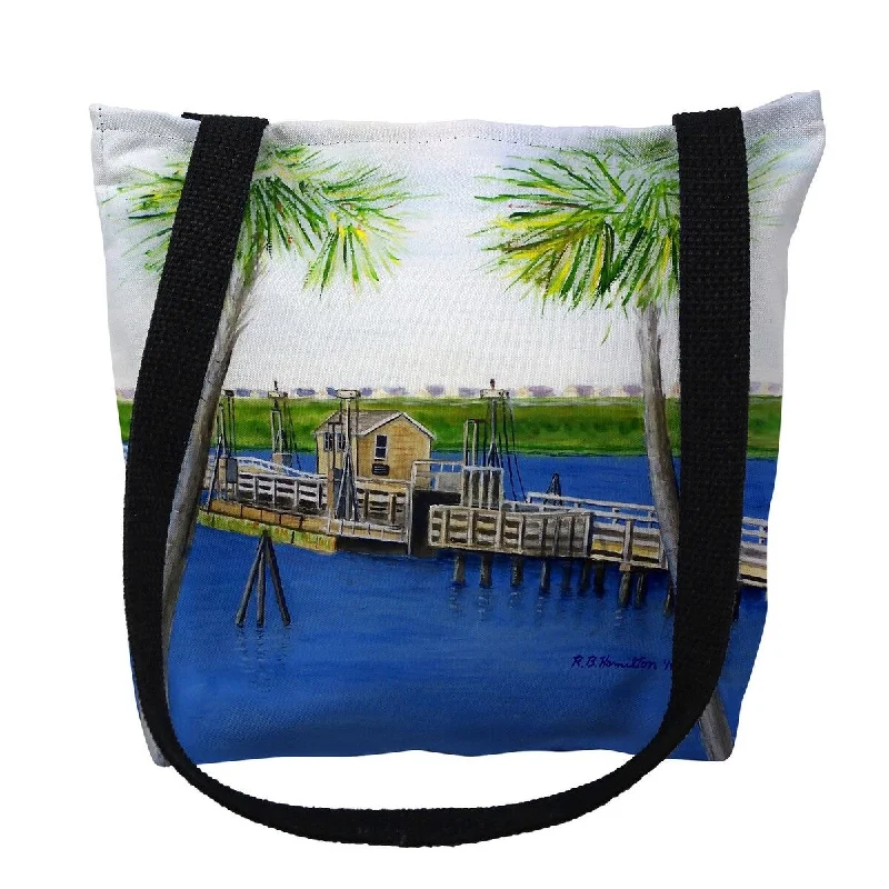 Handle bags with soft linings for protection -Sunset Beach, NC Bridge Small Tote Bag 13x13