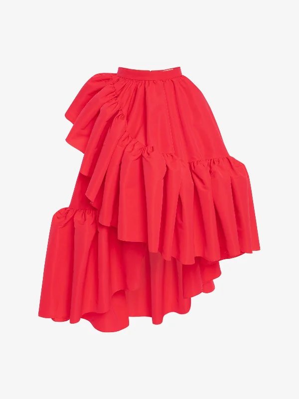 Trendy skirts with modern cutout designs -Gather Ruffle Midi Skirt