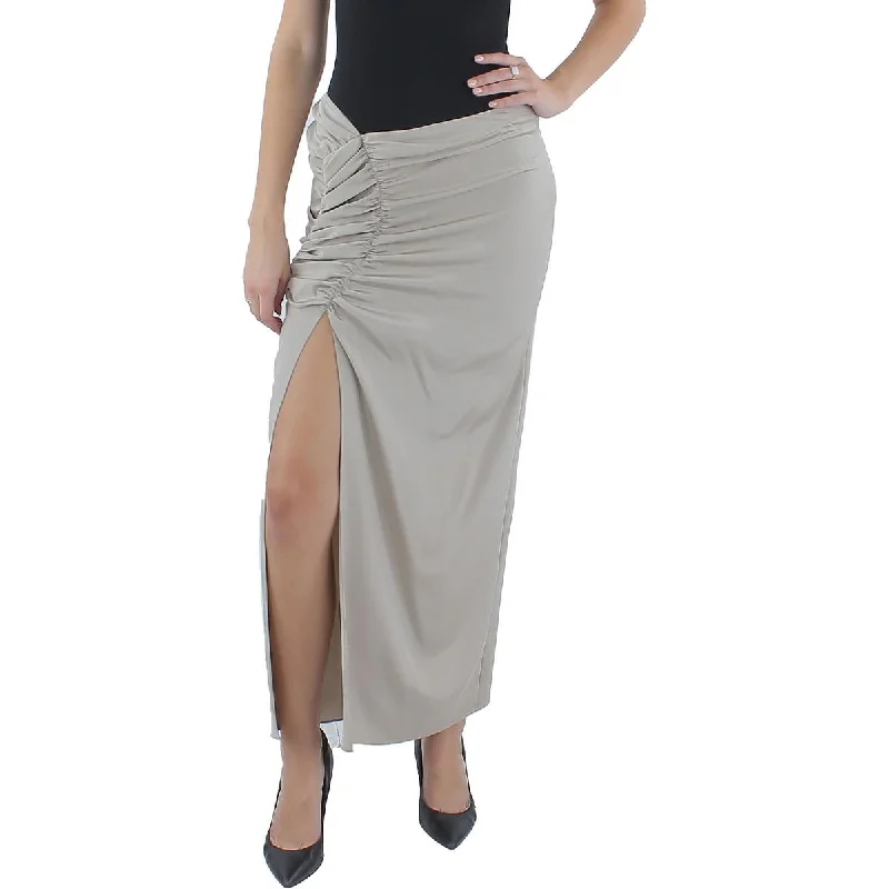 Flowy maxi skirts for breezy summer style -The Mannei Womens Mid Calf Ruched Midi Skirt