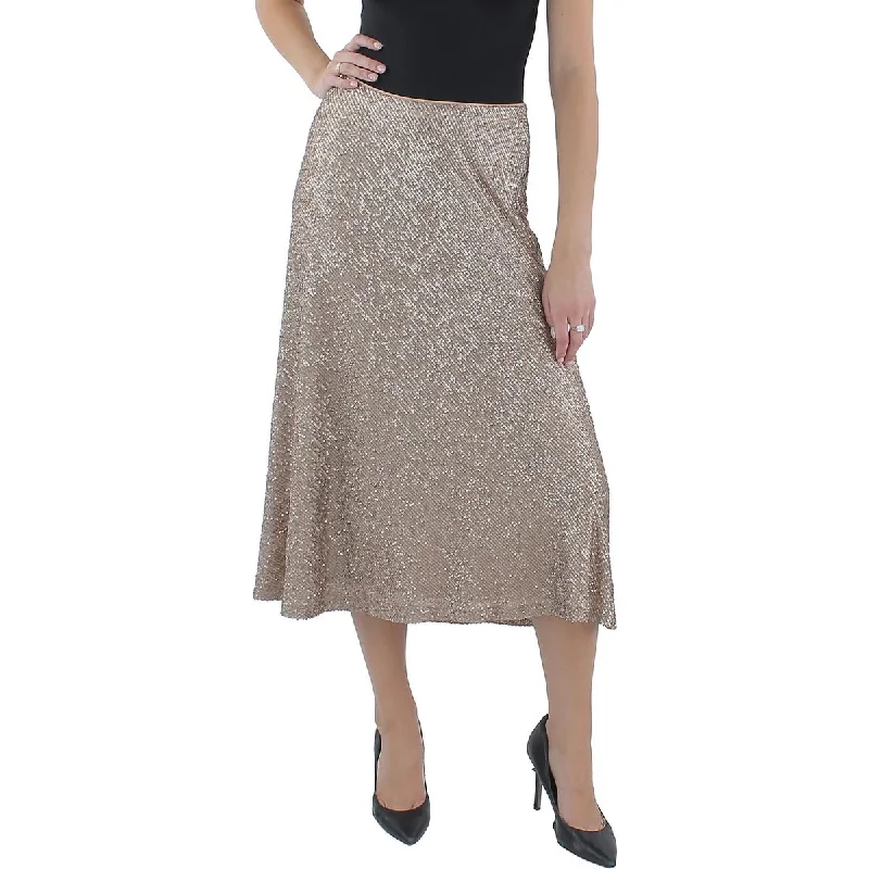 Cute mini skirts for trendy casual outings -Anne Klein Womens Sequined Party Midi Skirt