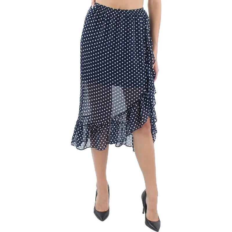 Casual cotton skirts for laid-back days -Aqua Womens Ruffled Calf Midi Skirt