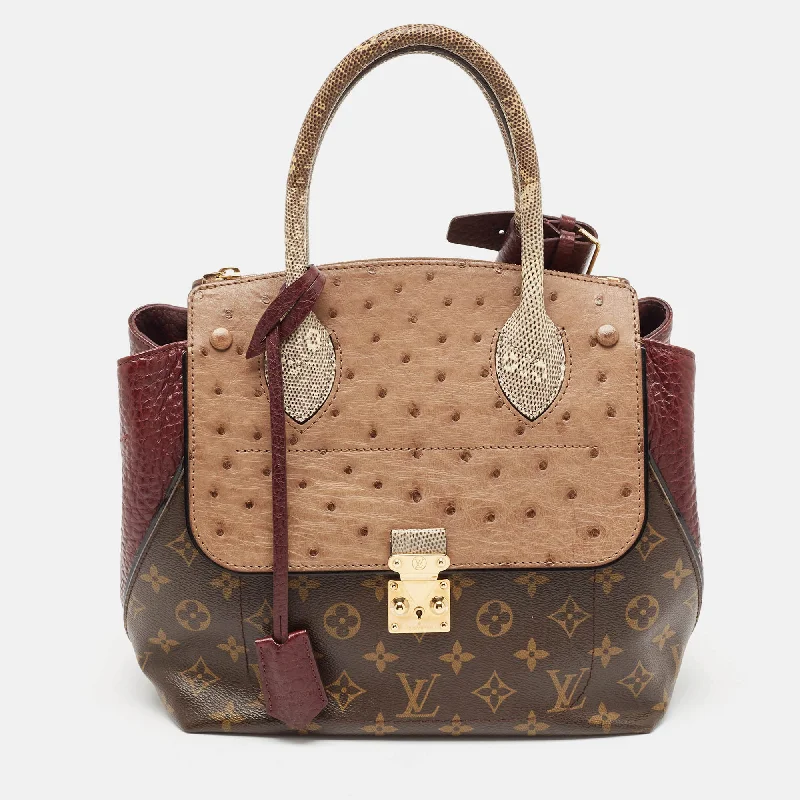 Handle bags with seasonal prints for holidays -Louis Vuitton Burgundy Exotique Monogram Limited Edition Majestueux Pm Bag