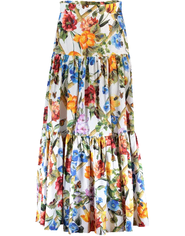 Wrap skirts with tie-front detail charm -Bamboo Floral Maxi Skirt