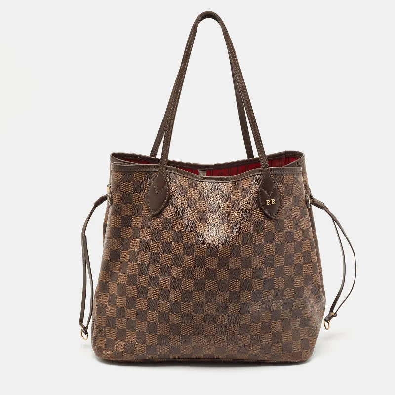 Handle bags with subtle embroidery for detail -Louis Vuitton Damier Ebene Canvas Neverfull Mm Bag