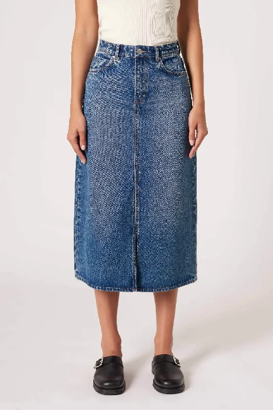 Tie-up Dresses for Decorative -Nico Vintage Indigo Mid Denim Skirt