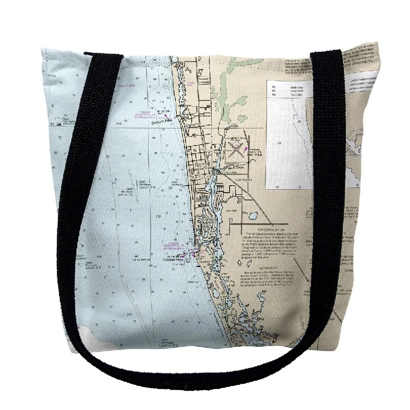 Handle bags with thick handles for support -Naples Bay, FL Nautical Map Medium Tote Bag 16x16 - 16 inches x 16 inches