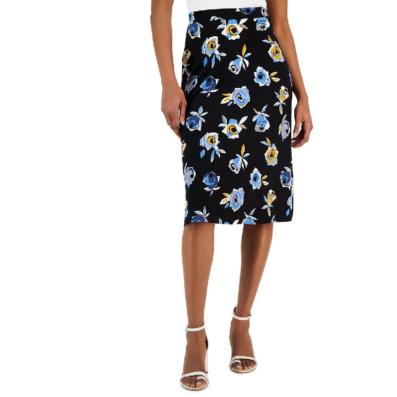 Gothic Dresses with Dark Tone -Kasper Womens Floral Print Knit Midi Skirt