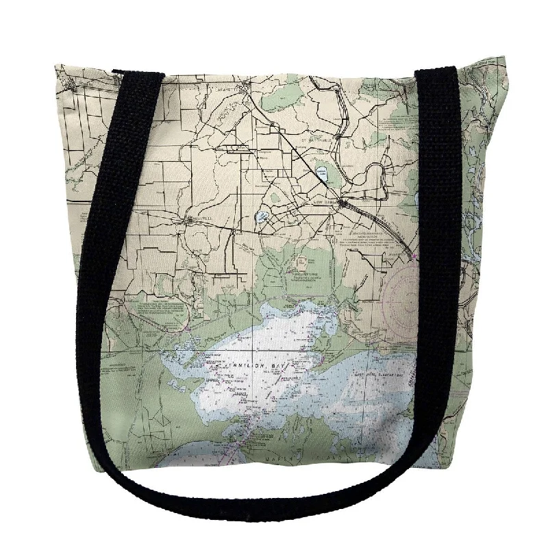 Small handle bags perfect for quick trips -Vermilion Bay, LA Nautical Map Medium Tote Bag 16x16 - 16 inches x 16 inches