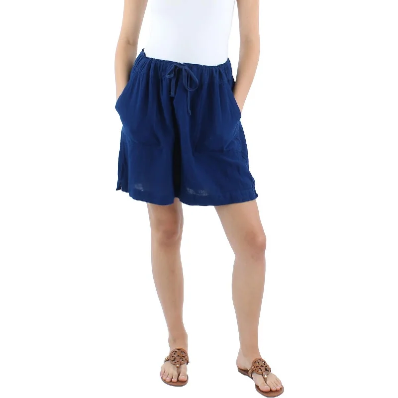 High-waisted mini skirts for retro vibes -Dash Womens Linen Drawstring Mini Skirt