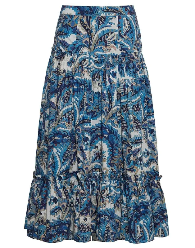 Wrap skirts for easy adjustable fit -Tisbury Paisley Midi Skirt