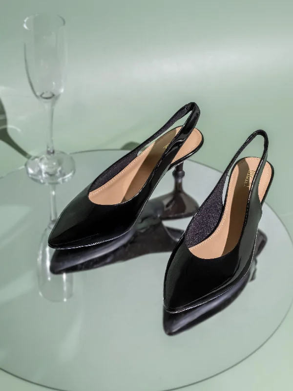 Designer ladies shoes with unique details impress always -Womens Black Casual Pointed toe Pumps