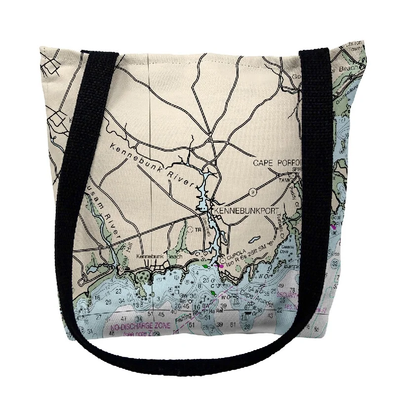 Handle bags with perforated details for style -Kennebunckport, ME Nautical Map Medium Tote Bag 16x16 - 16 inches x 16 inches