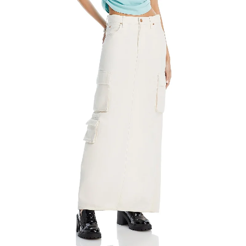 Short-sleeved Dresses for Summer -Mother Womens Fun Dip Denim Work Cargo Skirt