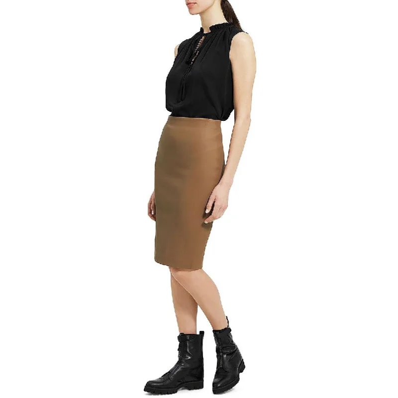 Flowy maxi skirts for breezy summer style -Theory Womens Faux Leather Cotton Pencil Skirt