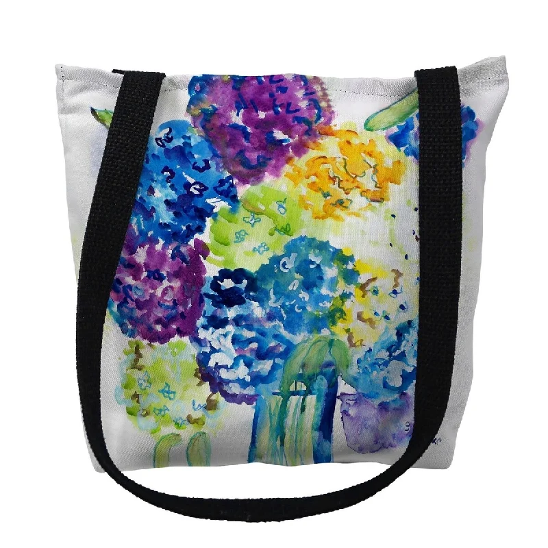 Handle bags with hidden pockets for security -Betsy's Hydrangea Small Tote Bag 13x13