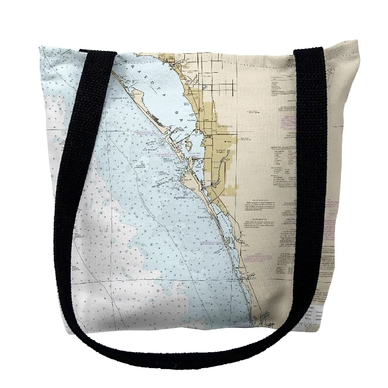 Canvas handle bags perfect for casual outings -Venice - Lemon Bay to Passage Key Inlet, FL Nautical Map Medium Tote Bag 16x16 - 16 inches x 16 inches