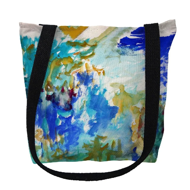 Handle bags with floral embroidery for detail -Abstract Blue Small Tote Bag 13x13