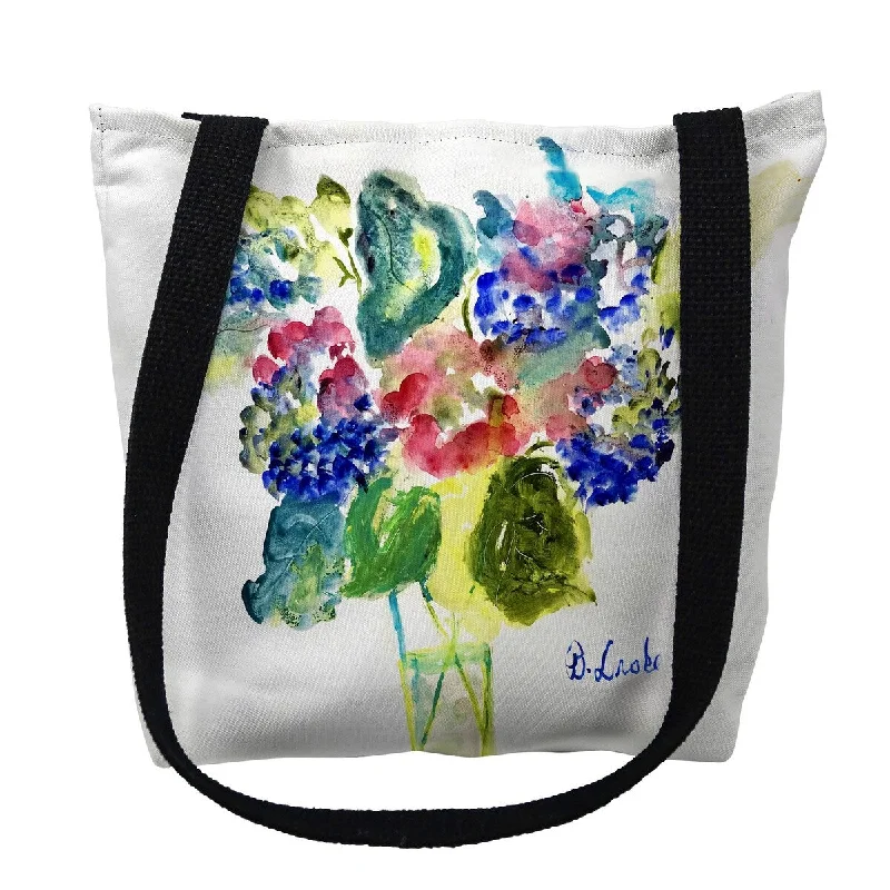 Handle bags with woven fabric for texture -Vase of Hydrangeas Small Tote Bag 13x13