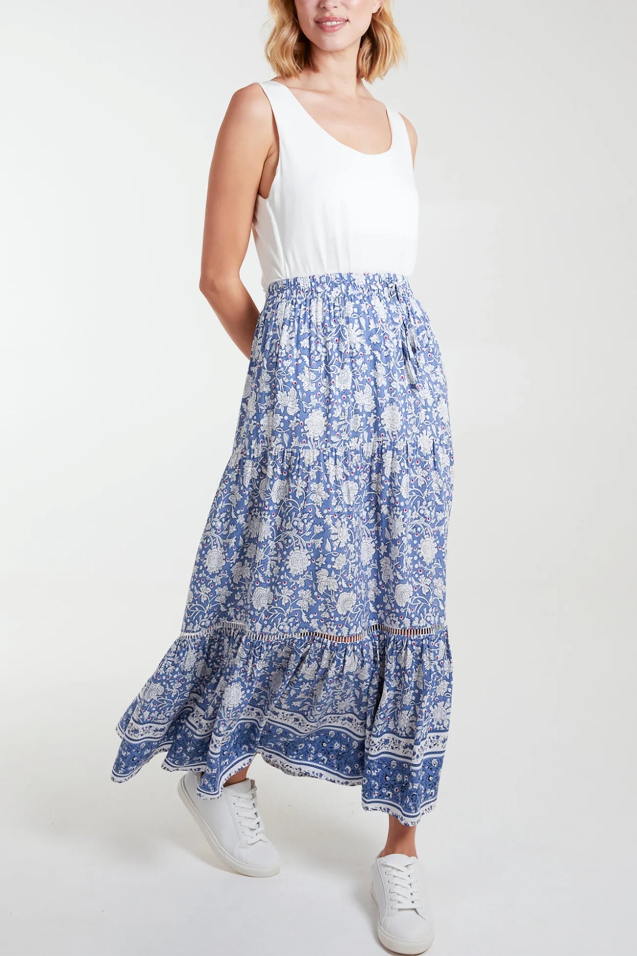 Retro Dresses for Throwback -Naomi Floral Print Maxi Skirt