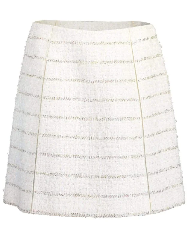 Soft skirts with gentle fabric drape -Striped Tweed Above The Knee Skirt