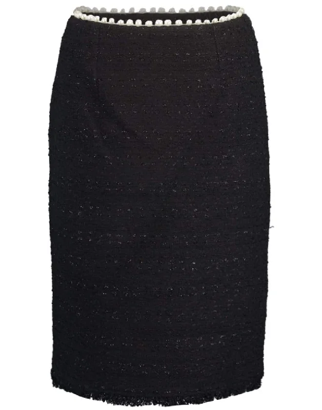 Soft skirts with gentle fabric drape -Black Slim Tweed Skirt