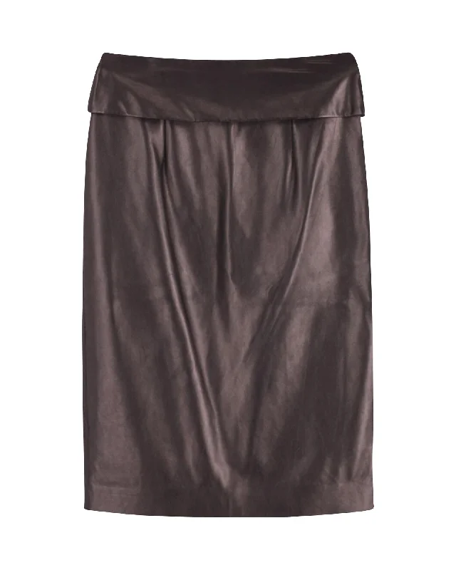 Flowy skirts for effortless beach cover-ups -Black Leather Pencil Skirt with Flap Detail and Back Zipper Closure