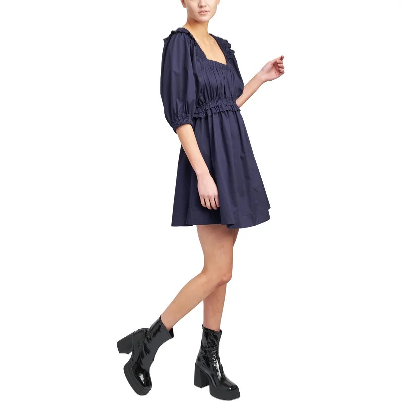 Zippered Dresses for Convenience -En Saison Womens Brigitta Square Neck Puff Sleeve Mini Dress