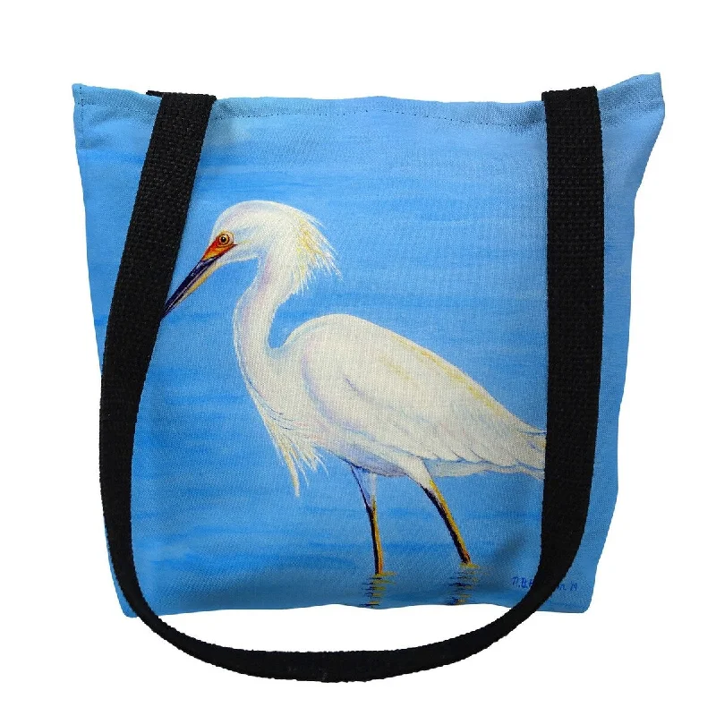 Handle bags with sleek silhouettes for fashion -Stalking Snowy Egret Small Tote Bag 13x13