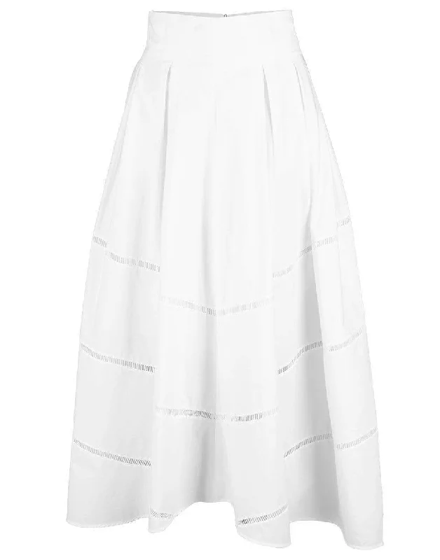 Affordable skirts for simple daily outfits -Cotton Embroidered Circle Skirt