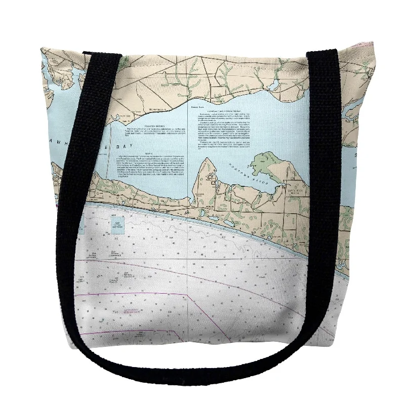 Handle bags with hidden pockets for security -Santa Rosa Beach, FL Nautical Map Medium Tote Bag 16x16 - 16 inches x 16 inches