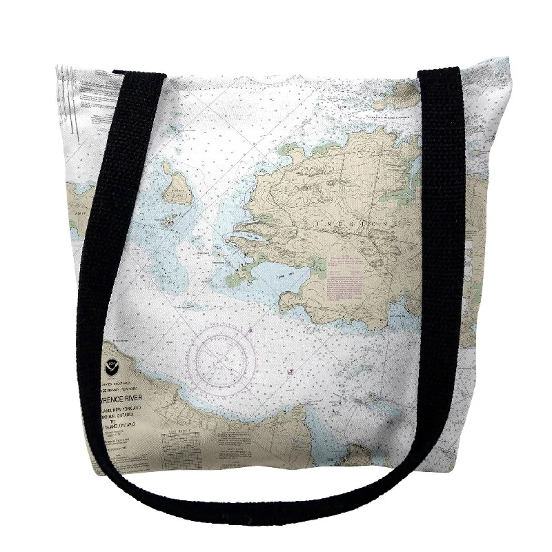 Reversible handle bags offering dual design styles -Grindstone Island, NY Nautical Map Medium Tote Bag 16x16 - 16 inches x 16 inches