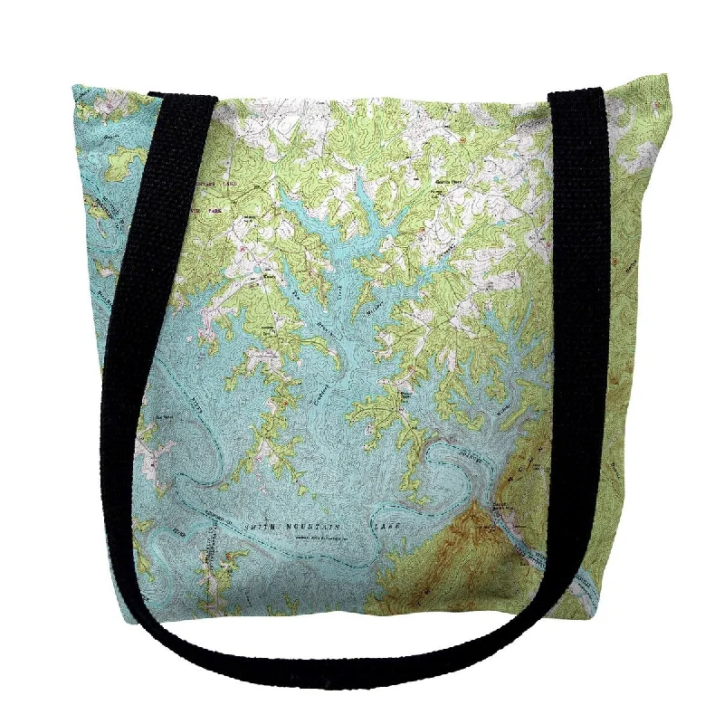 Handle bags with reinforced stitching for durability -Smith Mountain Lake, VA III Nautical Map Medium Tote Bag 16x16 - 16 inches x 16 inches