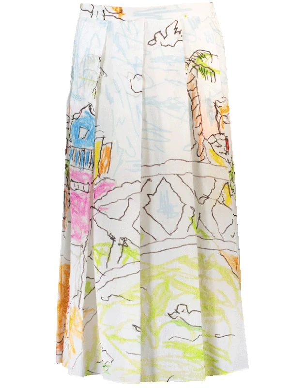 Casual skirts with relaxed fit comfort -Venice Beach Print Pleated Skirt