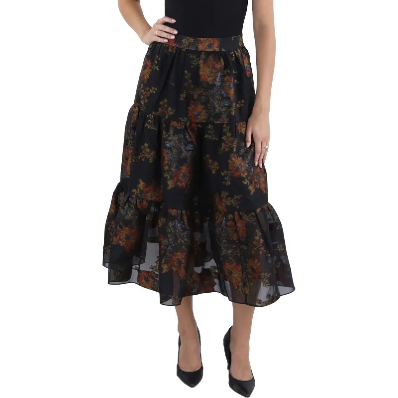 A-line skirts for flattering timeless silhouettes -Ted Baker Womens Floral Print Tiered Midi Skirt