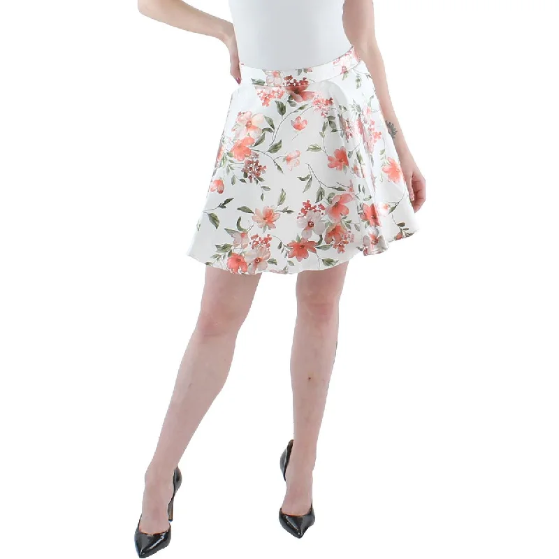 Luxury skirts with elegant silk sheen -City Studios Womens Juniors Foiled Floral A-Line Skirt