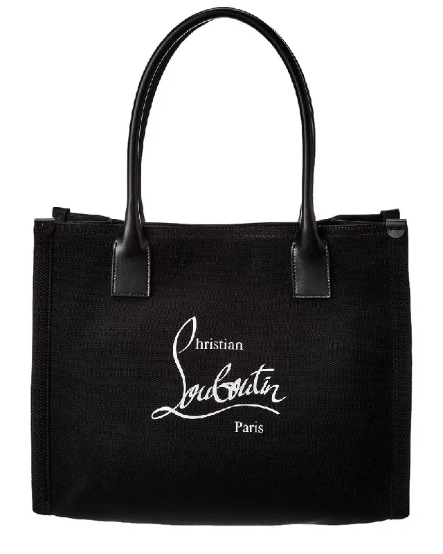 Handle bags with soft leather for luxury -Christian Louboutin Nastroloubi E/W Large Canvas & Leather Tote